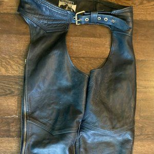 Vintage Genuine Leather Biker Motorcycle Black Chaps California Creations